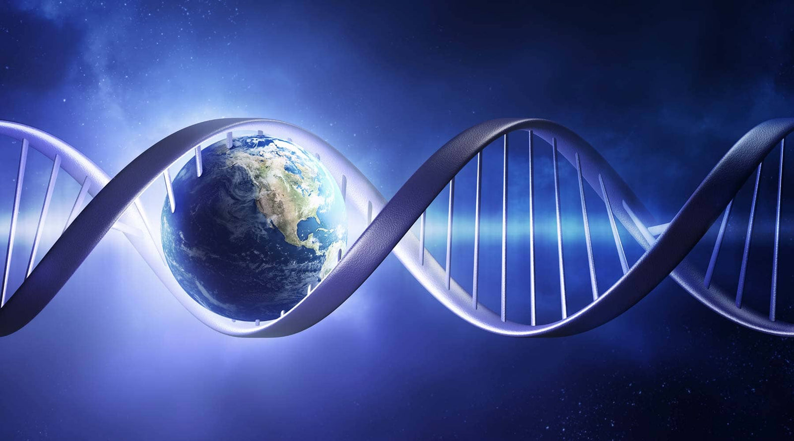 Banner of the earth entwined with blue dna