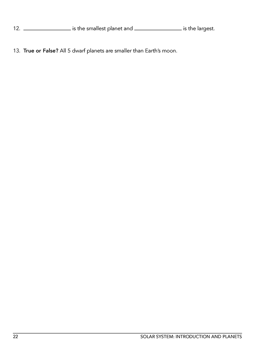 Astronomy homeschool workbook level B class 7 sample page 3