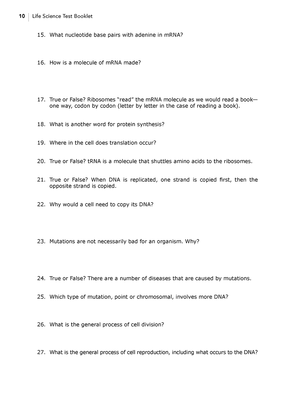 Science Shepherd Christian based science curriculum test booklet sample page 2