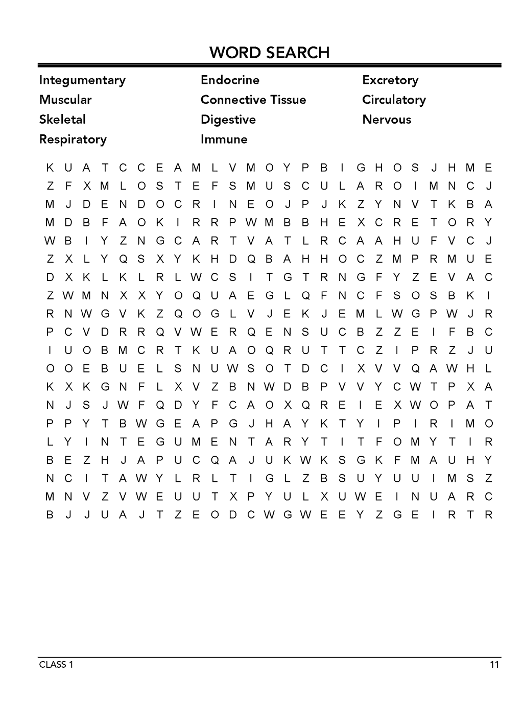 Homeschool anatomy and physiology workbook Level A sample page 11