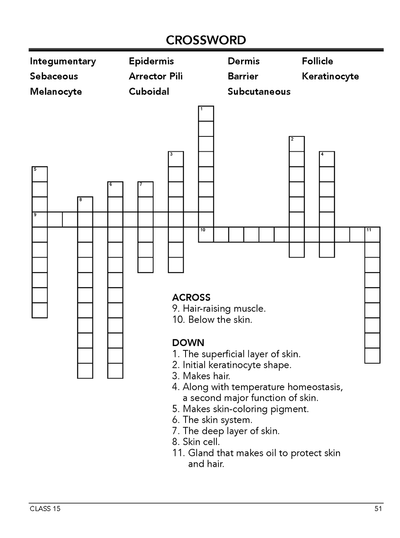 Homeschool anatomy and physiology workbook Level A sample page 51 Class 15