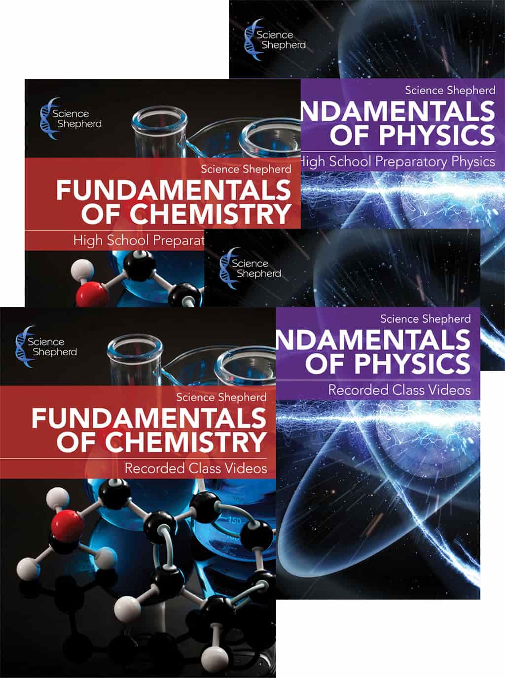 Homeschool chemistry and physics combined video course with books cover