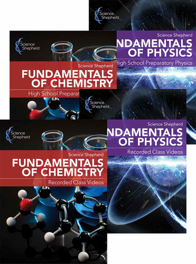 Homeschool chemistry and physics combined video course with books cover