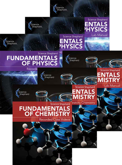 Homeschool chemistry and physics combined video course with books and labs