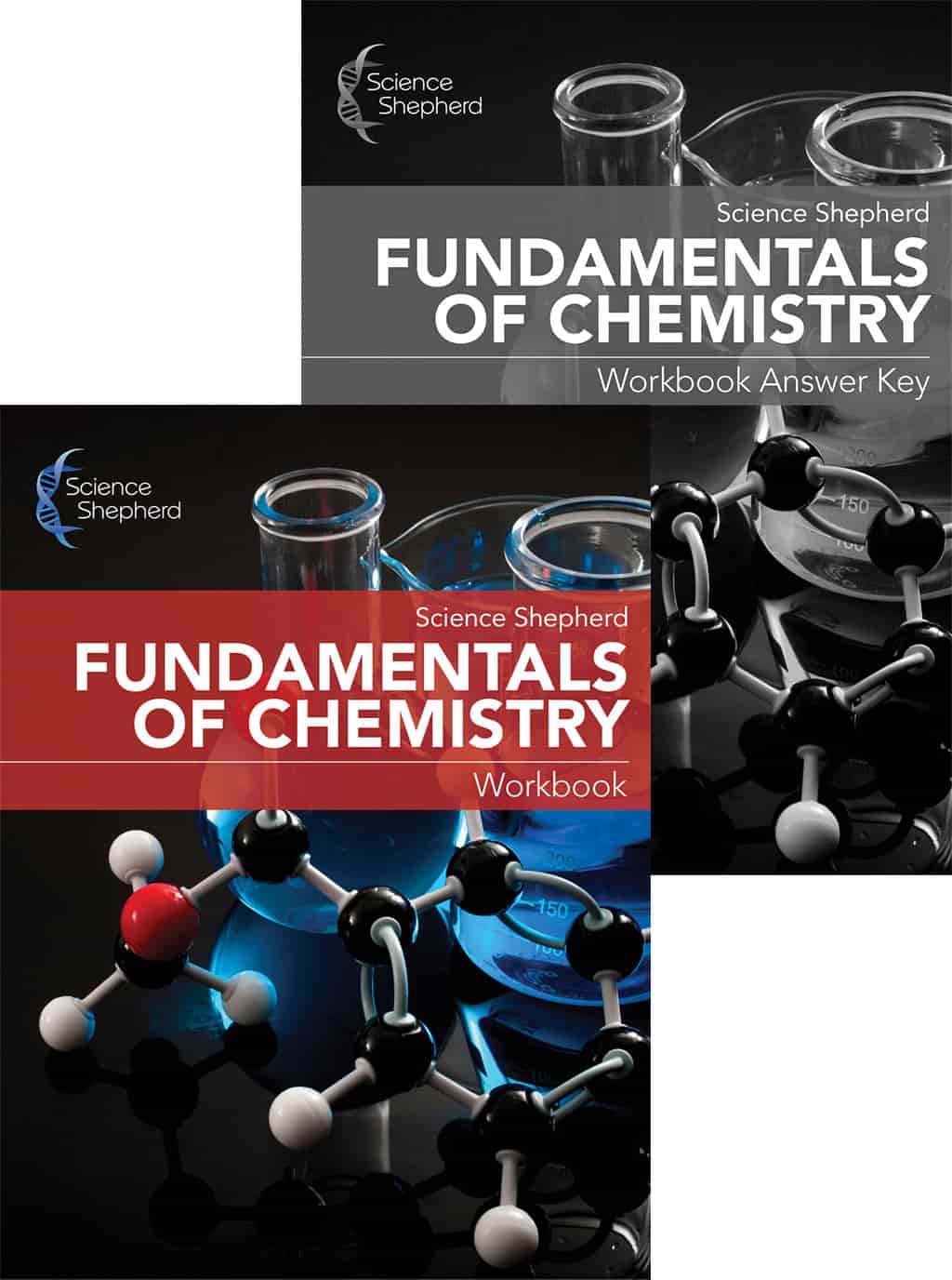 Homeschool chemistry workbook and answer key covers