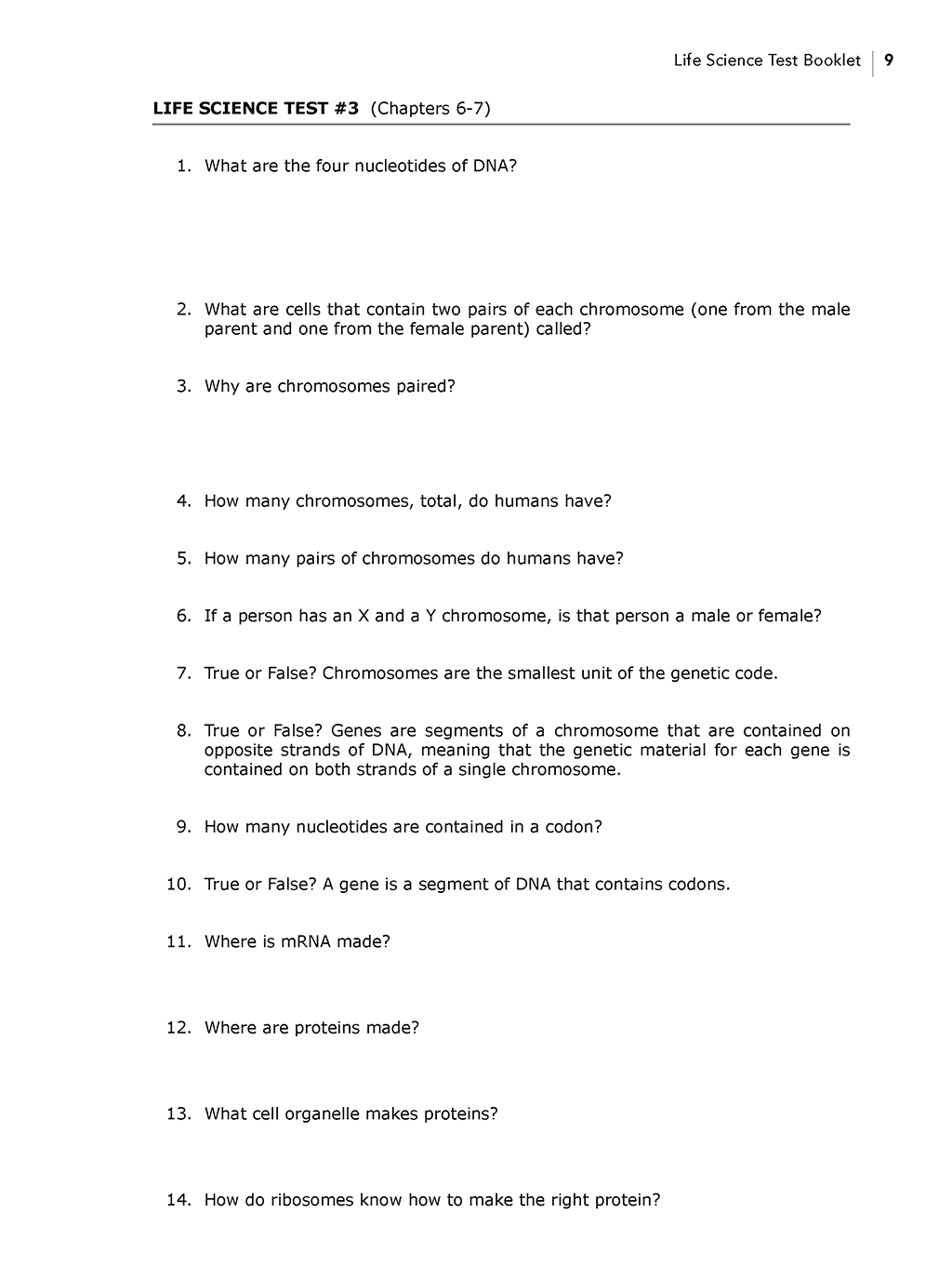 Homeschool curriculum Christian Life Science bundle test book sample page