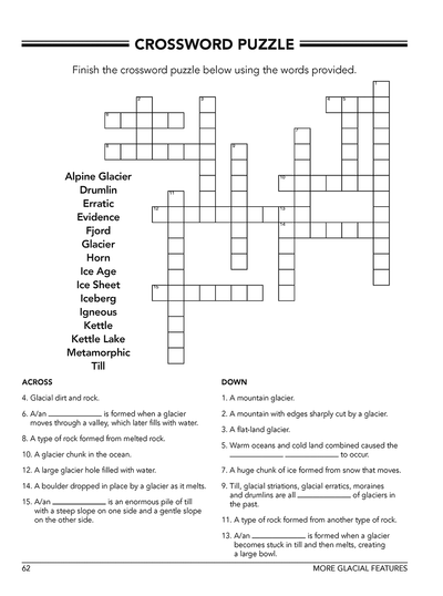 Sample homeschool earth science curriculum Workbook Level B page crossword