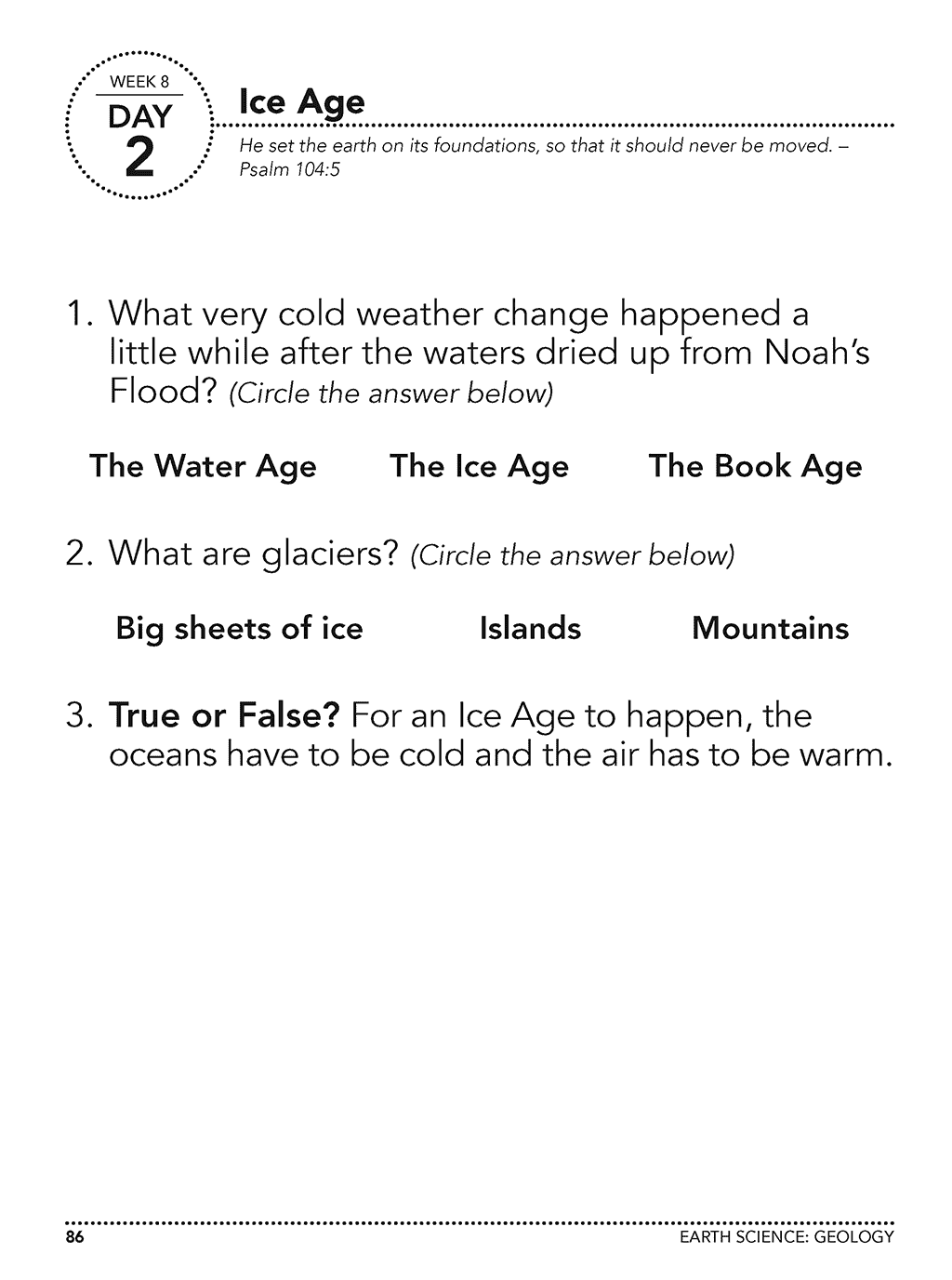 Homeschool Introductory Science curriculum Workbook Level A sample page 3