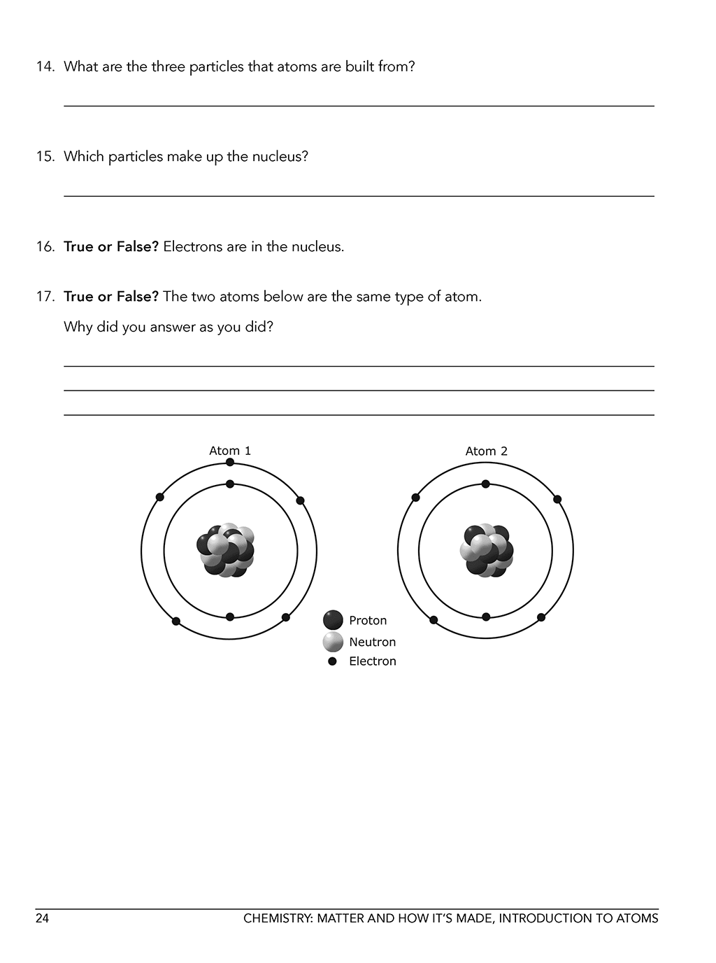 Homeschool Physical Science programs Workbook Level B class 7 sample page 3