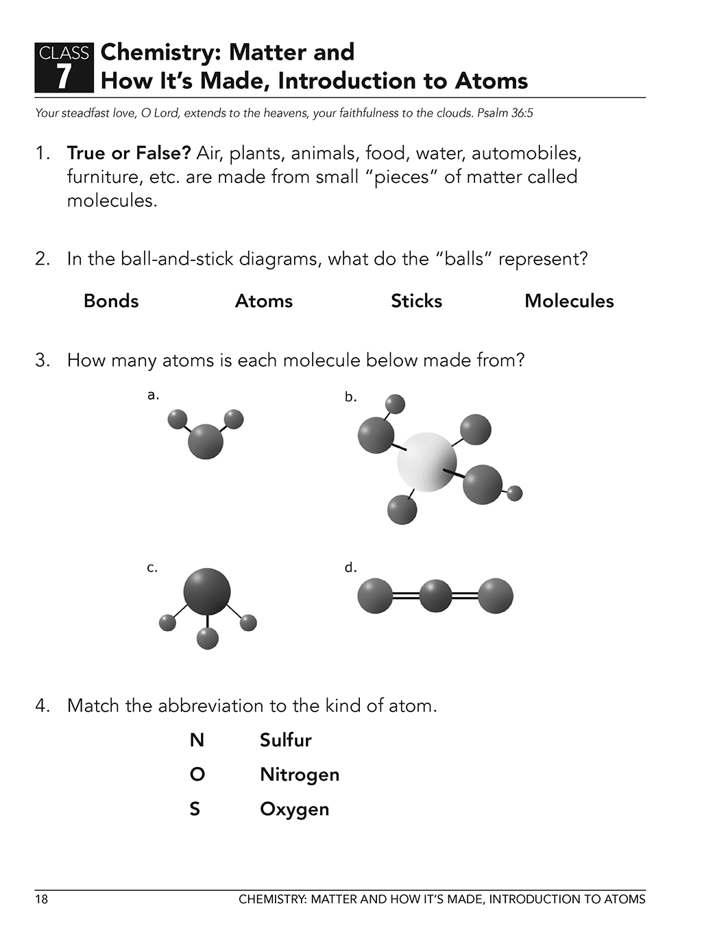 Physical Science homeschool curriculum workbook Level A sample page 1