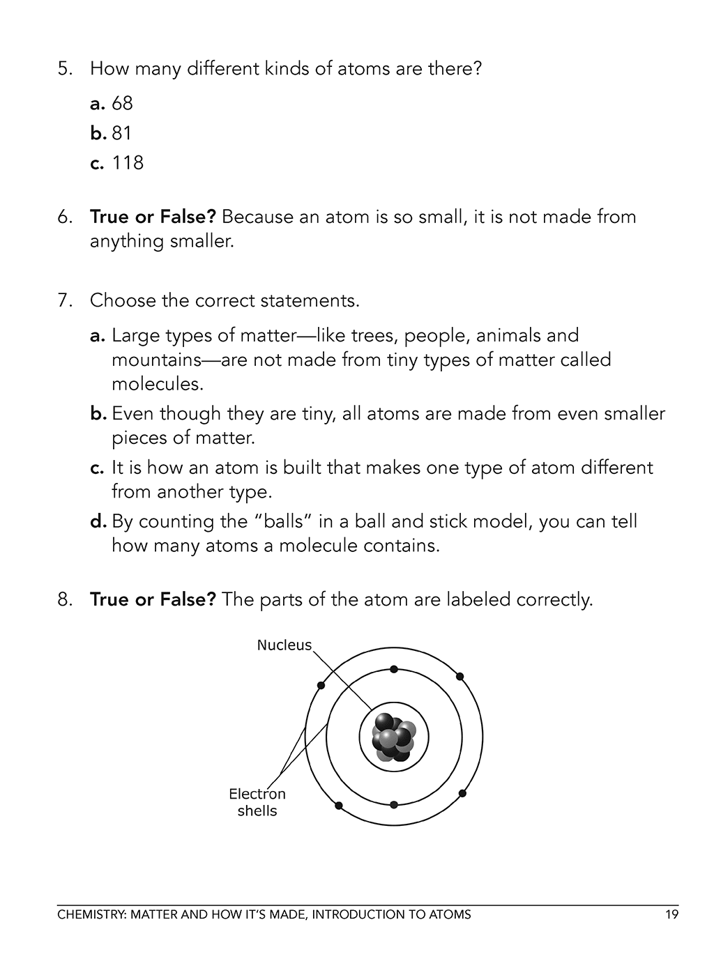 Physical Science homeschool curriculum workbook Level A sample page 2