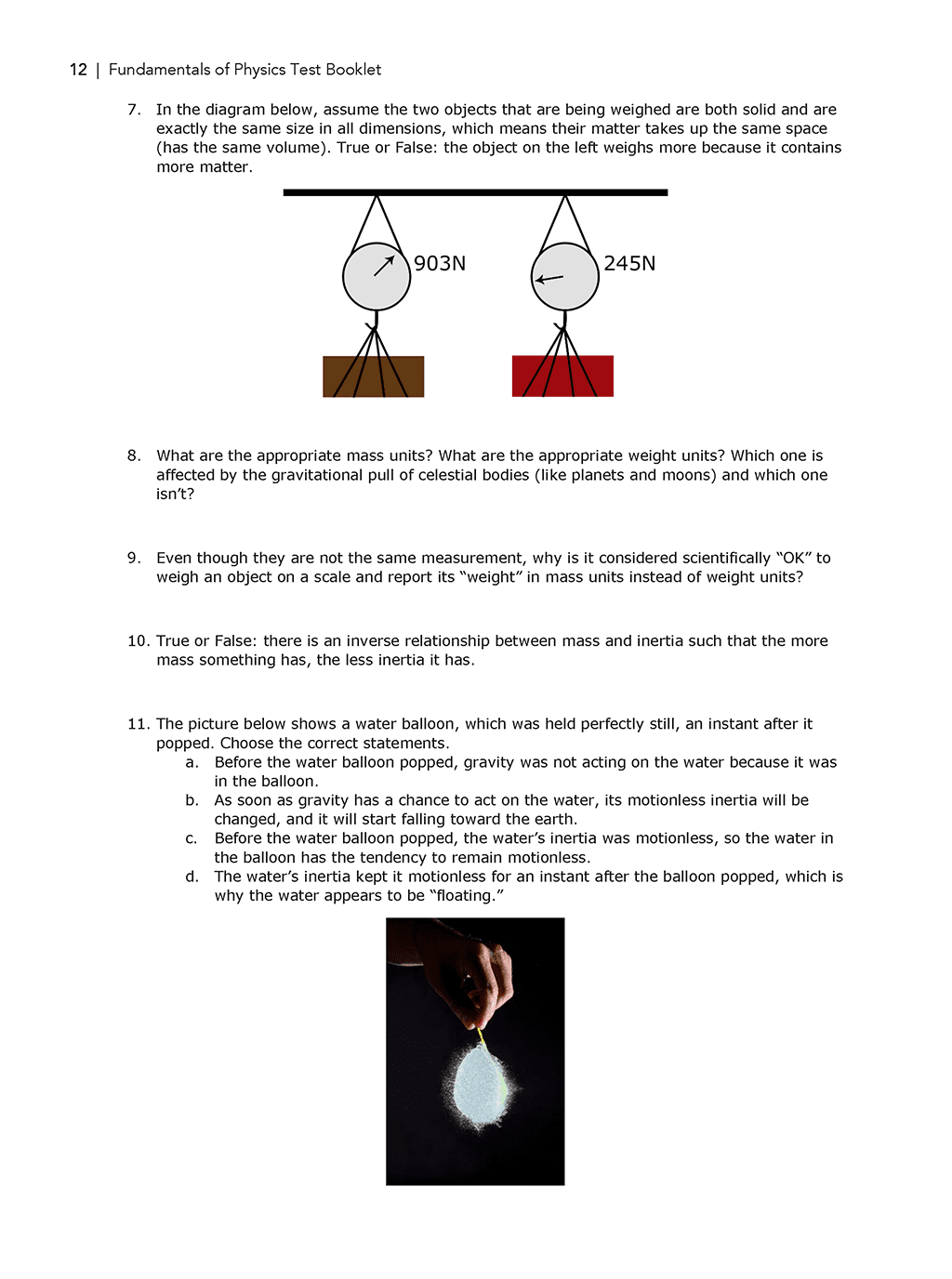 Science Shepherd Fundamentals of Physics for homeschoolers Test Booklet sample page 2
