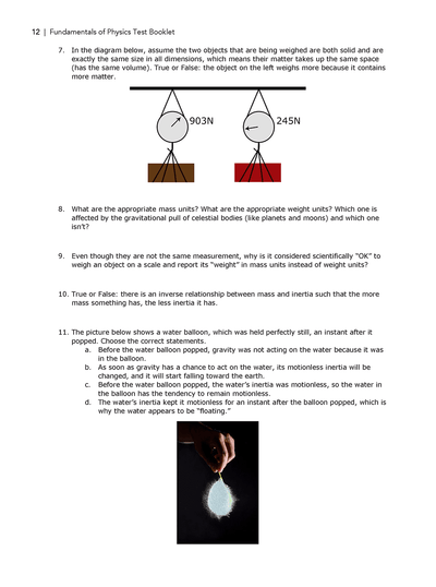 Science Shepherd Fundamentals of Physics for homeschoolers Test Booklet sample page 2