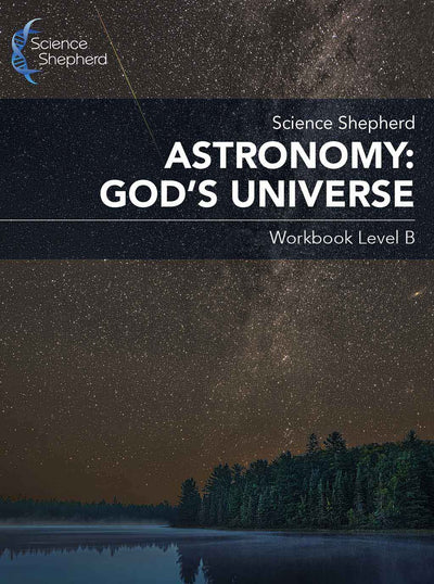Homeschool astronomy middle school workbook Level B cover showing the night sky