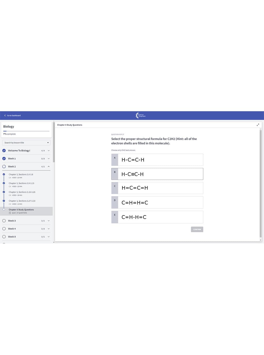 Science Shepherd's homeschool biology videos Chapter Review Quiz question screenshot