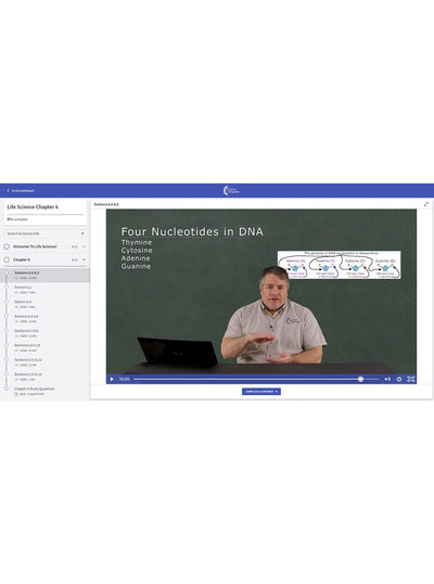 Life Science homeschool video curriculum student portal screenshot of a chapter lesson