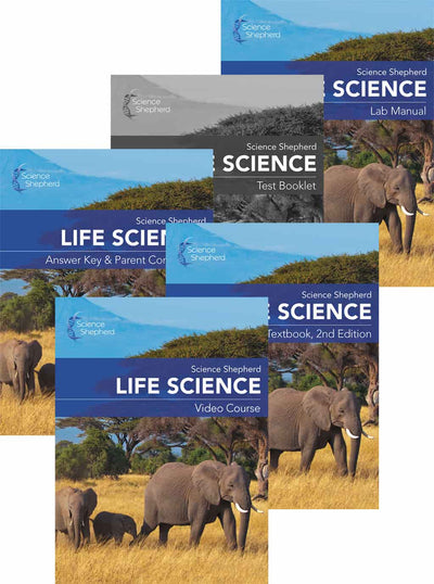 Life Science homeschool video curriculum with 3-book set and lab manual