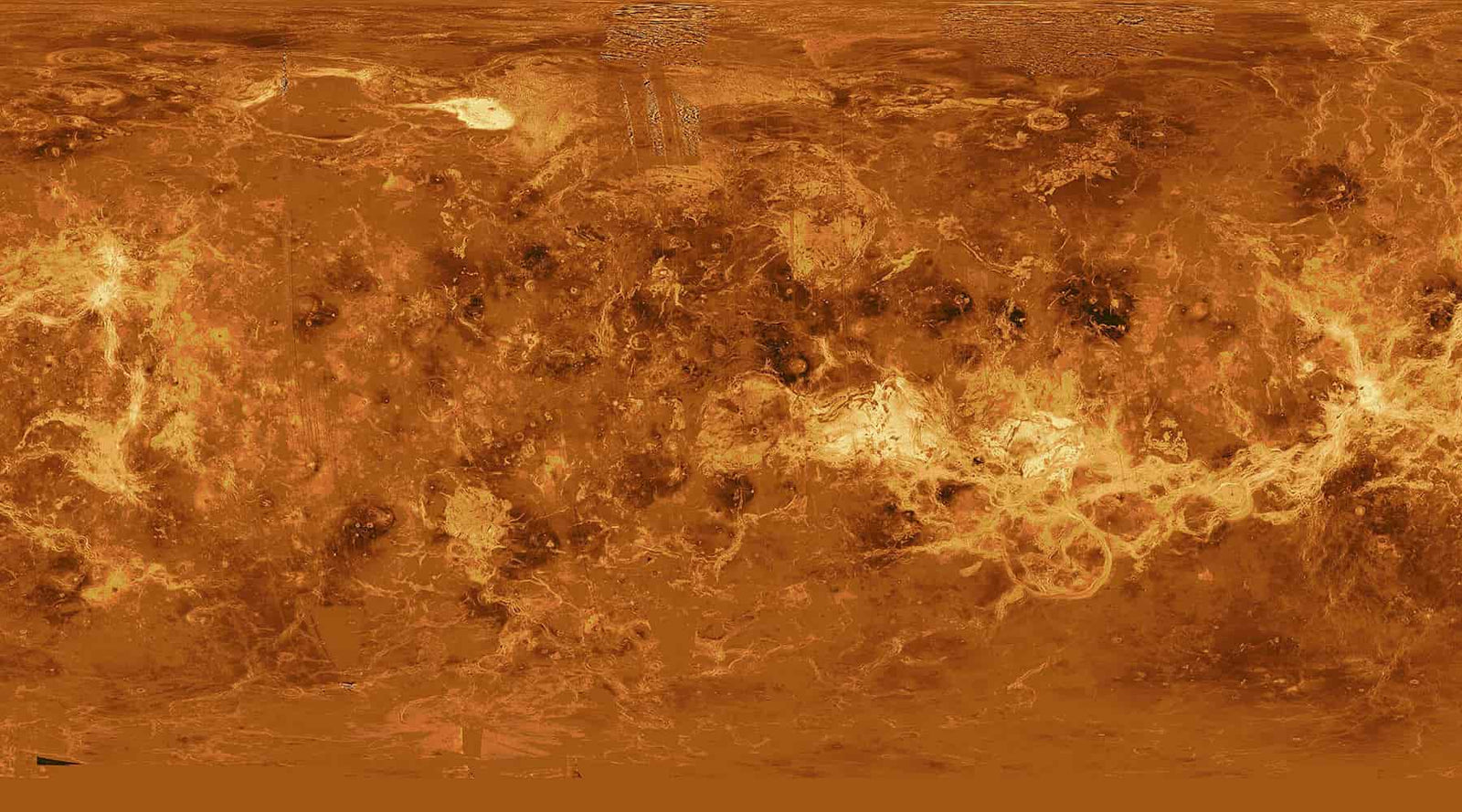 Satellite image of the surface of Venus showing craters