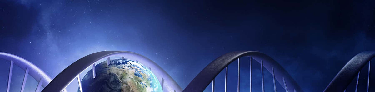 Banner for discount homeschool curriculum showing earth and dna