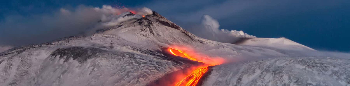 Homeschool earth science curriculum banner of volcano eruption