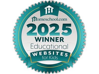 Winner badge for the Homeschool.com 2025 Educational Websites for Kids