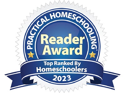 Practical Homeschooling Reader Award Top Ranked by Homeschoolers 2023 badge