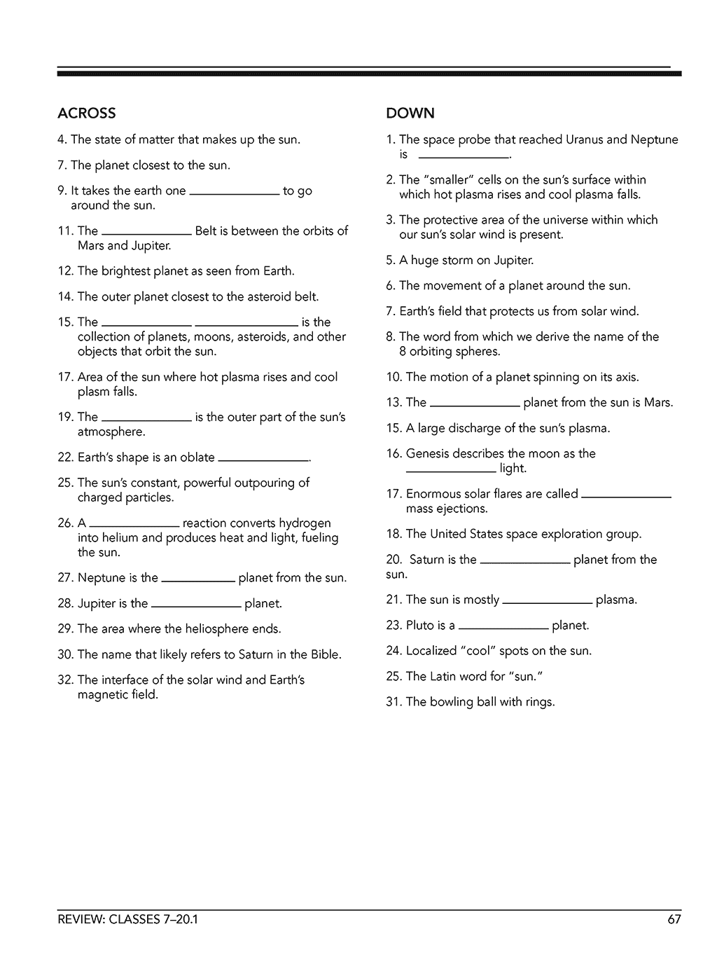 Astronomy homeschool workbook level B class 7 sample page 6