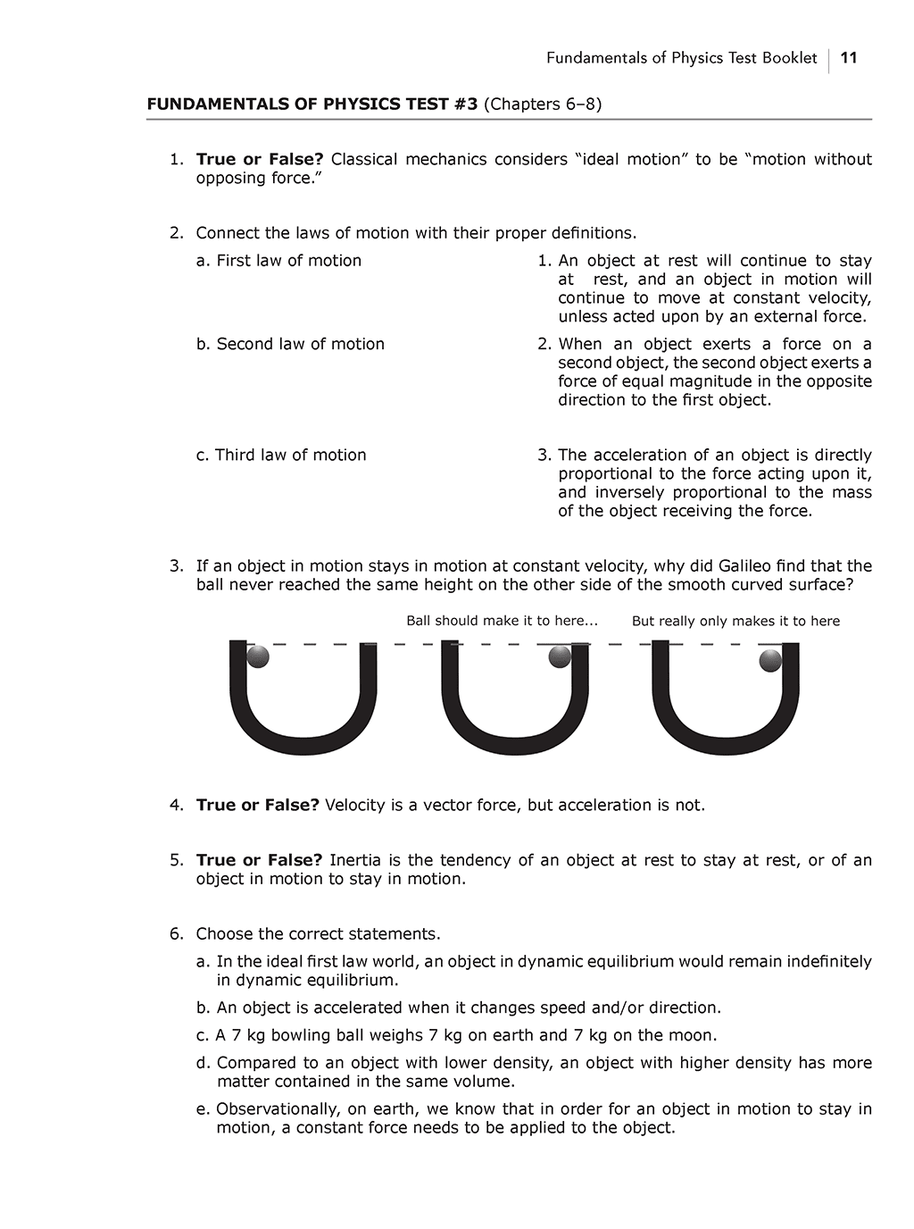 Test Booklet sample page 1 for Science Shepherd's biblical worldview physics curriculum