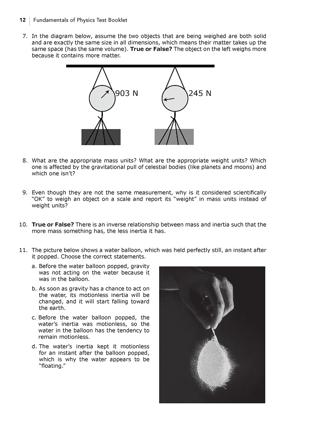 Test Booklet sample page 2 for Science Shepherd's biblical worldview physics curriculum