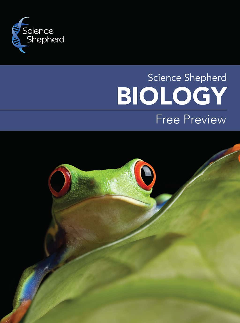 Cover image for a free homeschool biology preview showing a green tree frog