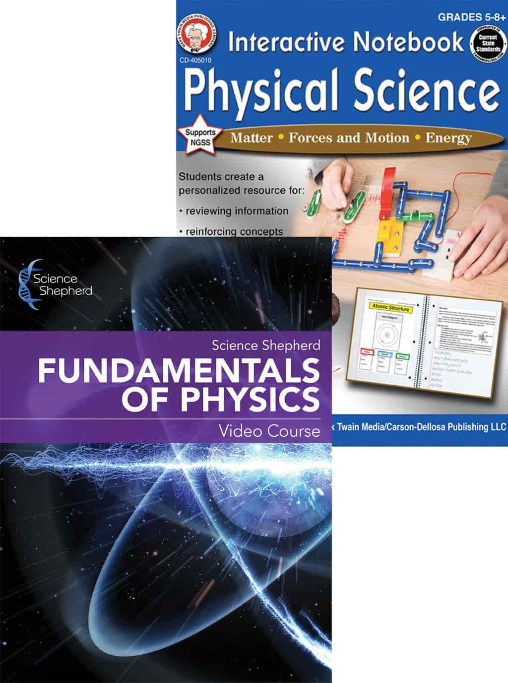 Fundamentals of Physics homeschool videos and lab book covers