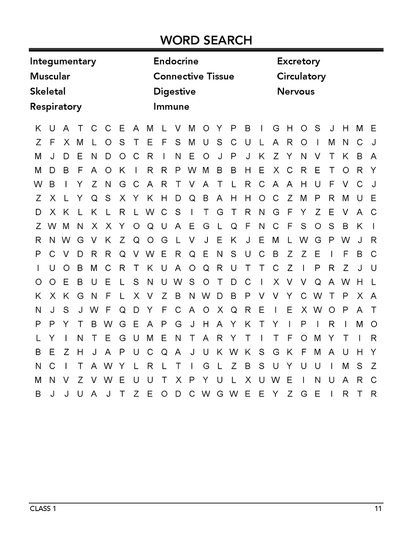 Homeschool anatomy and physiology workbook Level A sample page 11