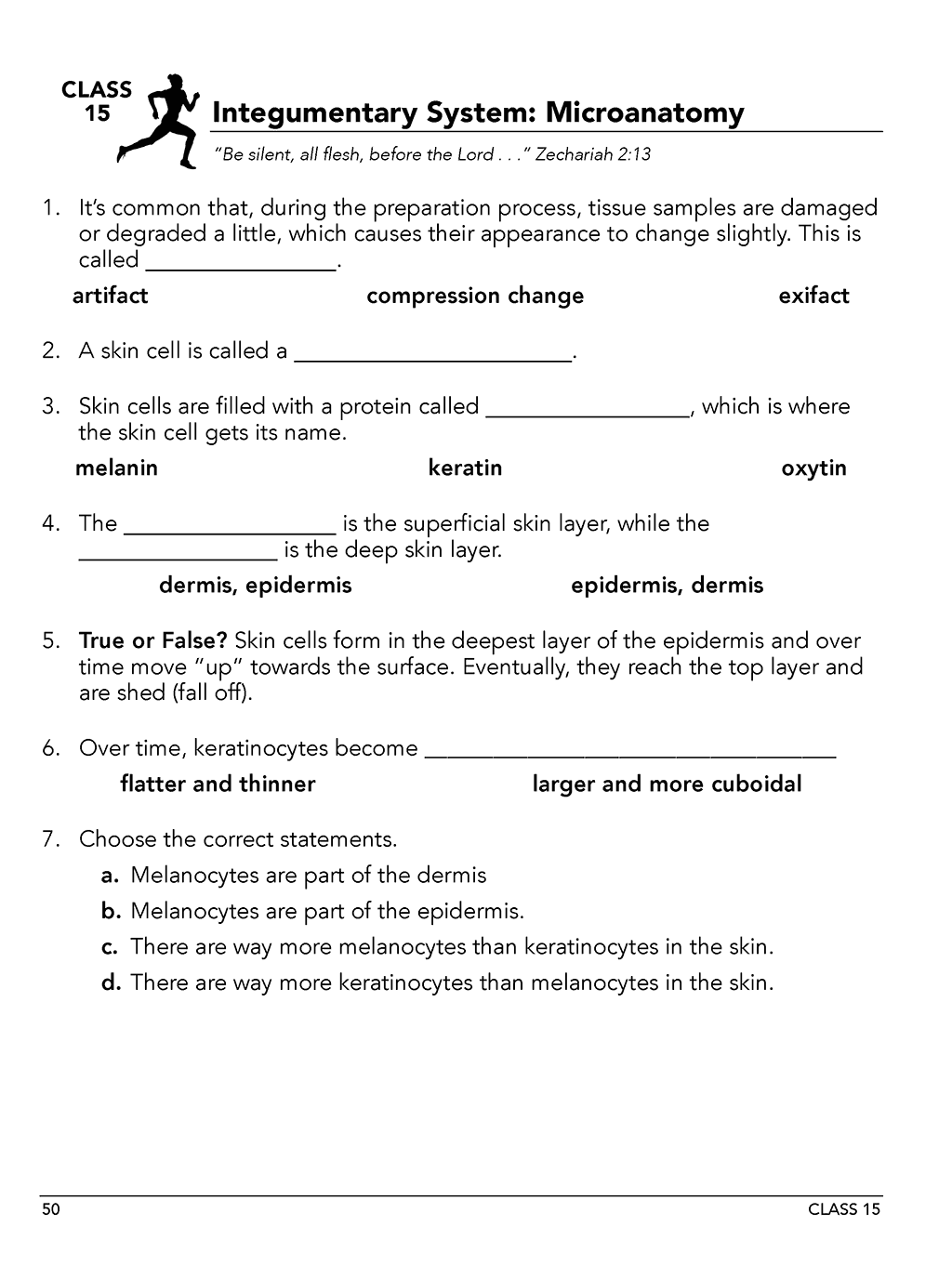 Homeschool anatomy and physiology workbook Level A sample page 50