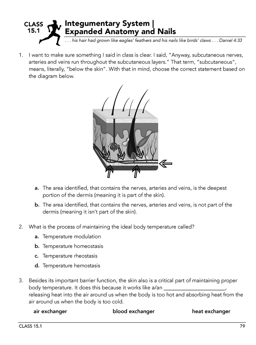 Homeschool anatomy and curriculum sample workbook page 79 Class 15.1