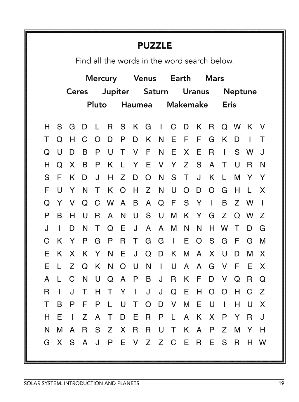 Homeschool astronomy curriculum workbook level A class 7 sample page 3