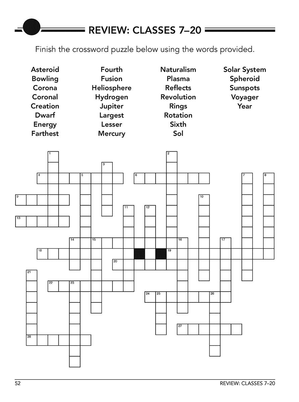 Homeschool astronomy curriculum workbook level A class 7 sample page 4
