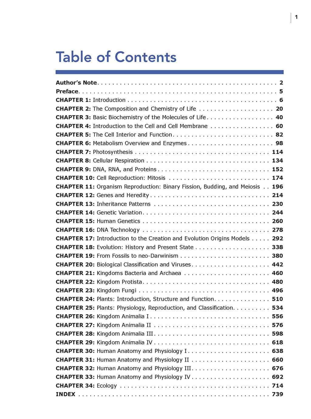 Science Shepherd Homeschool Biology table of contents