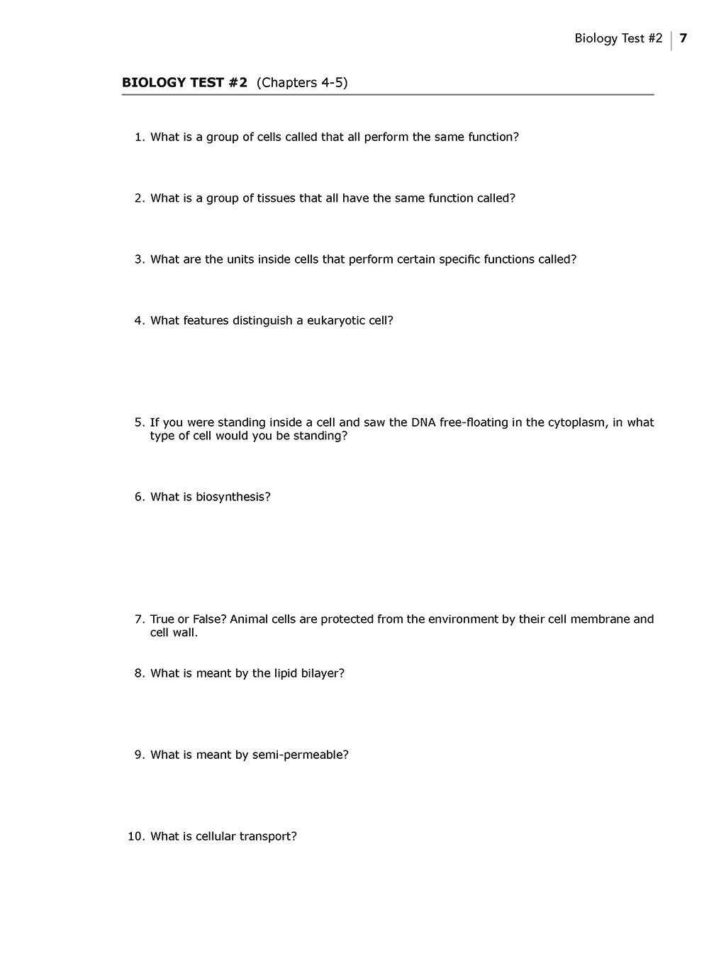 Science Shepherd Biology Homeschool Curriculum Test Booklet sample page