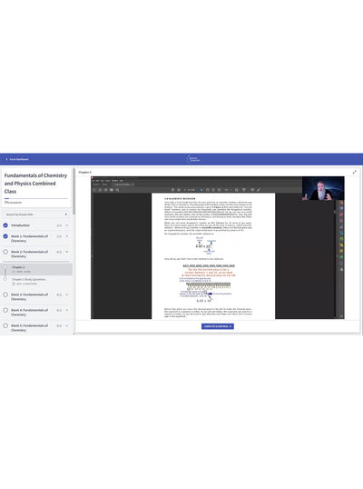 Homeschool chemistry and physics combined video course student portal screenshot
