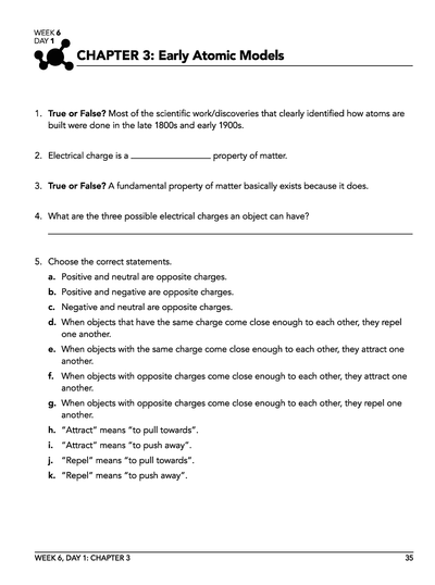 Homeschool chemistry workbook sample page 1