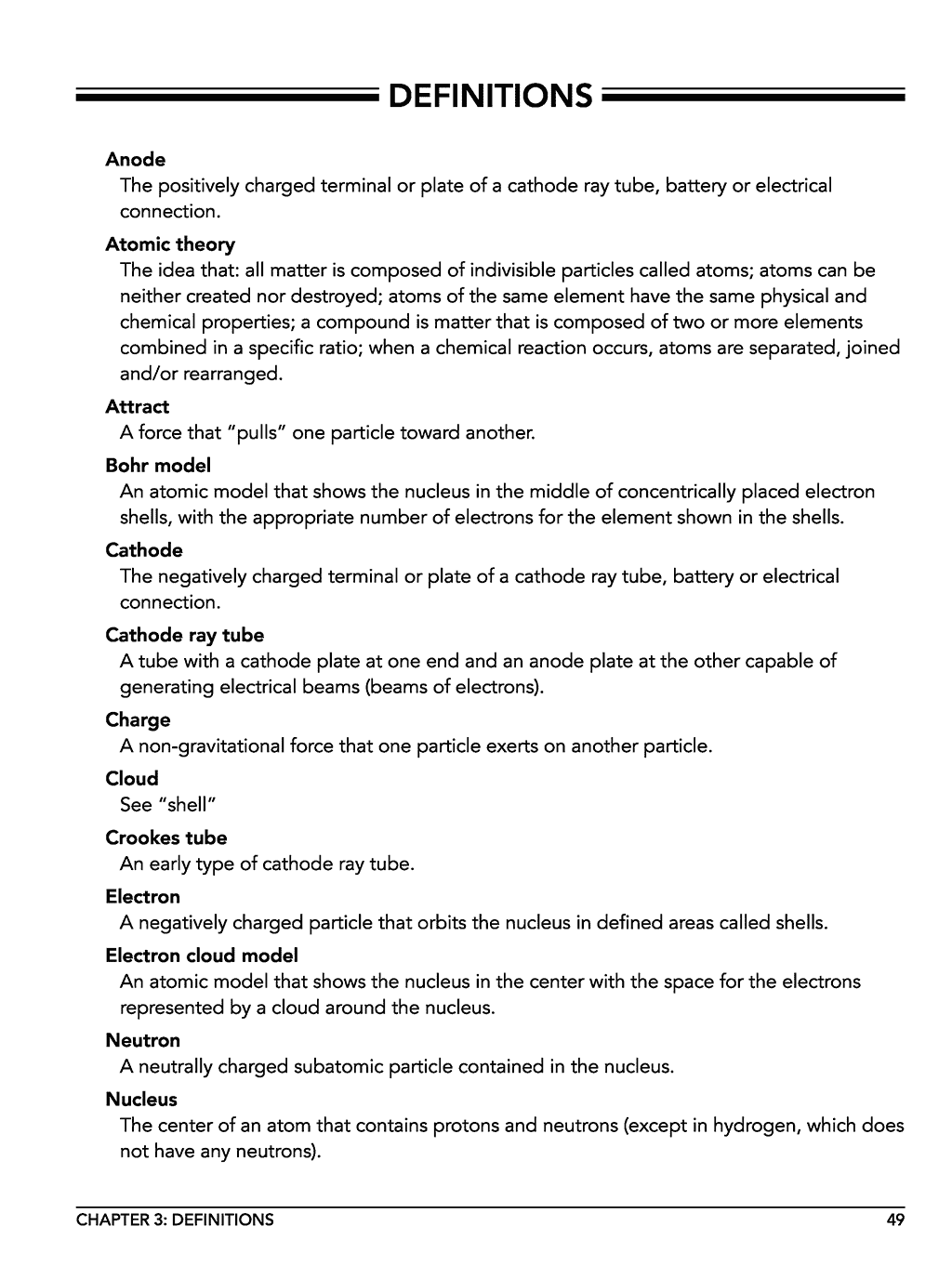 Homeschool chemistry workbook definitions sample