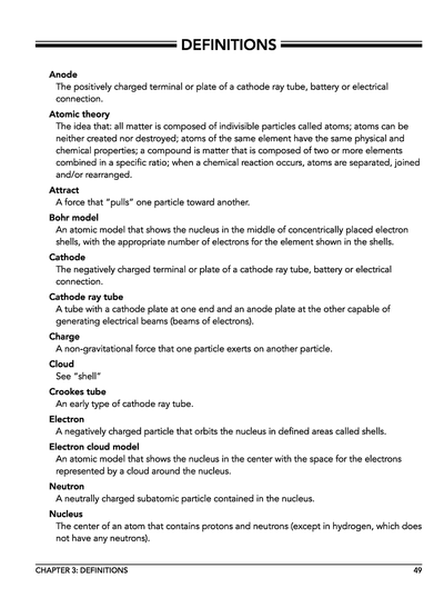 Homeschool chemistry workbook definitions sample