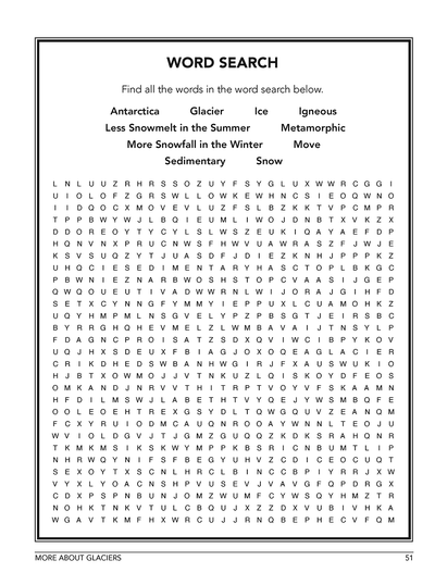 Sample homeschool earth science curriculum Workbook Level B page word search