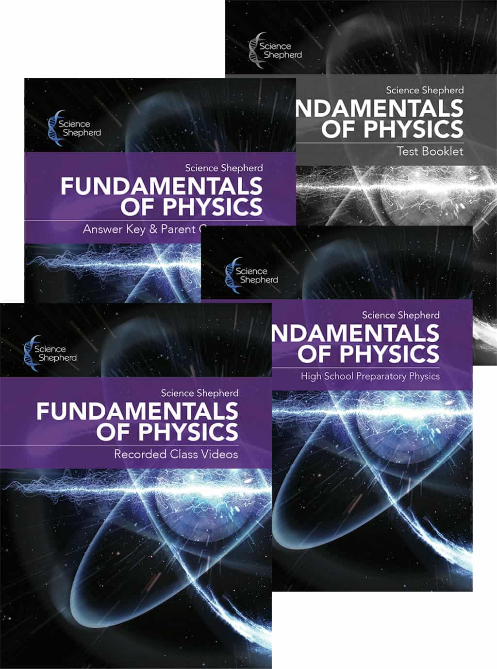 Homeschool physics videos bundle with 3-book set cover