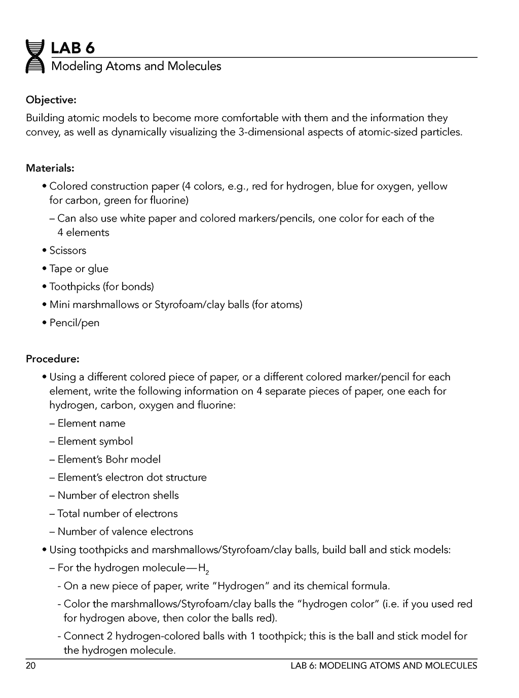 Homeschool science middle school chemistry lab book sample page