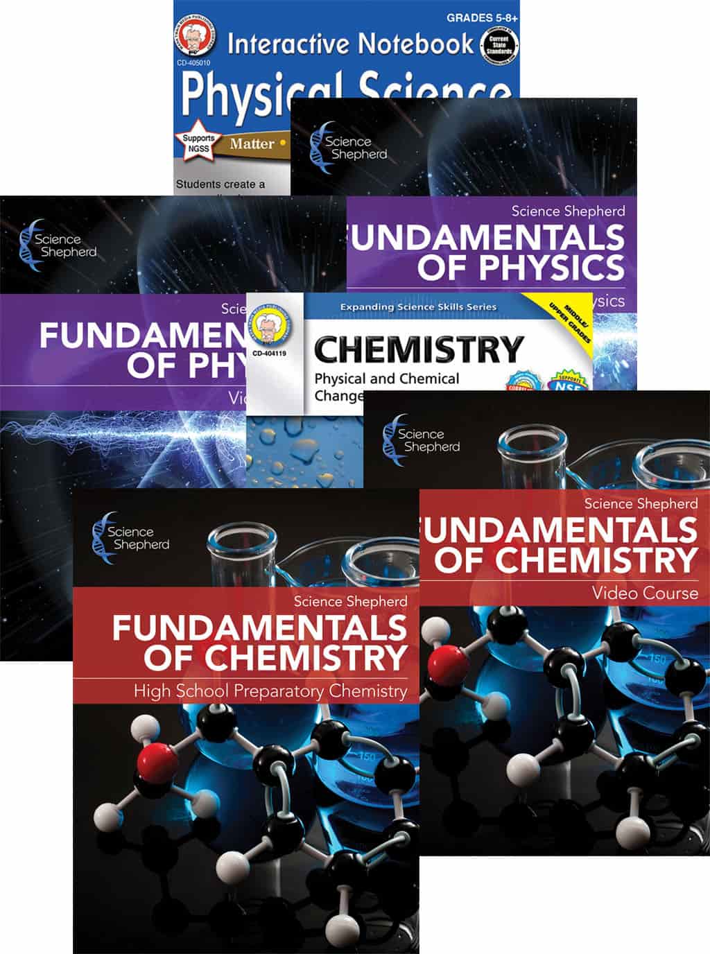 Homeschool science middle school chemistry and physics bundle with video courses and lab manuals