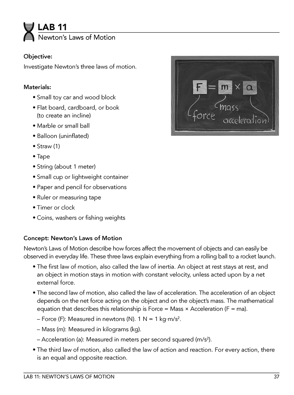 Homeschool science middle school physics lab book sample page