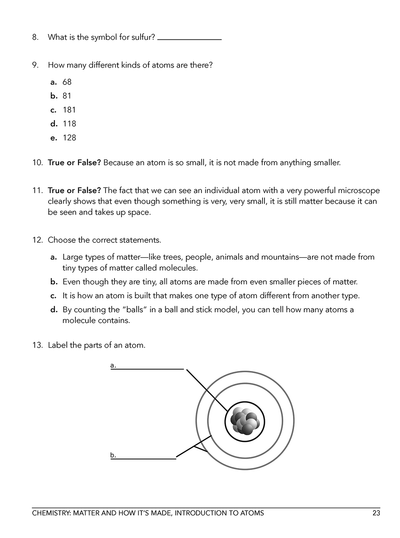 Homeschool Physical Science programs Workbook Level B class 7 sample page 2