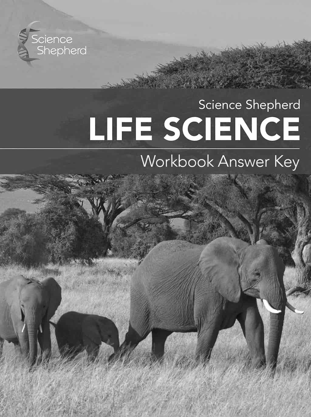 Life Science for home school Workbook Answer Key cover showing elephants on savanna