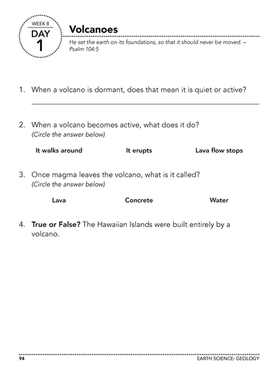 Introductory Science DVD or online homeschool Workbook Level B sample page 1